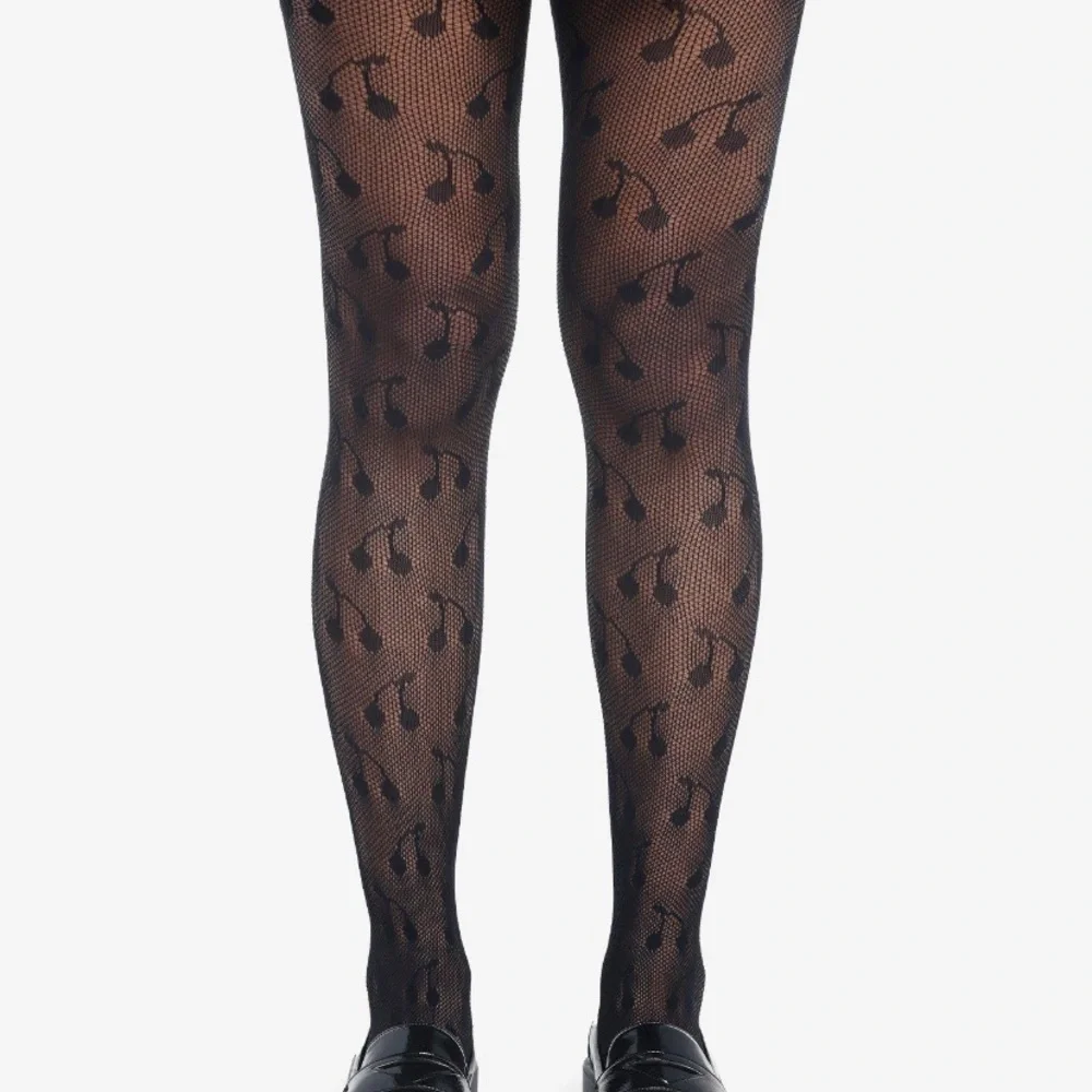 Black Fishnet Cherry Tights‎ Hot Topic